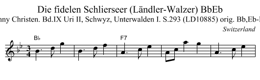 Die fidelen Schlierseer (L&auml;ndler-Walzer) BbEb - staff notation