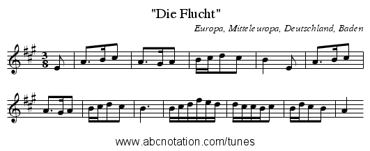Die Flucht - staff notation