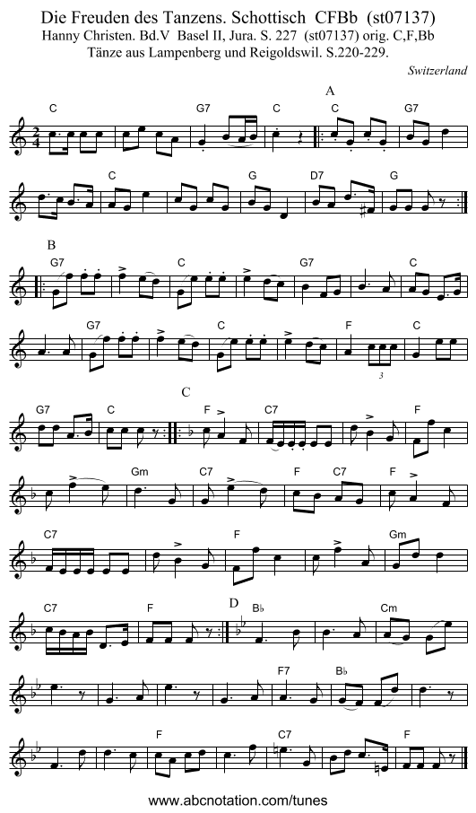Die Freuden des Tanzens. Schottisch  CFBb  (st07137) - staff notation
