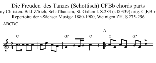 Die Freuden  des Tanzes (Schottisch) CFBb chords parts - staff notation