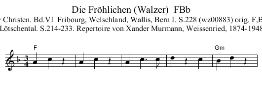 Die Fr&ouml;hlichen (Walzer)  FBb - staff notation