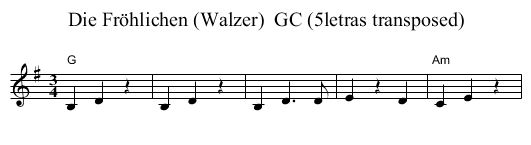 Die Fr&ouml;hlichen (Walzer)  GC (5letras transposed) - staff notation
