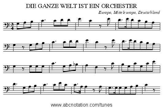 DIE GANZE WELT IST EIN ORCHESTER - staff notation