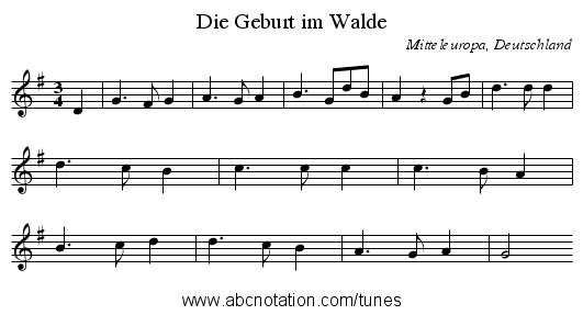 Die Geburt im Walde - staff notation