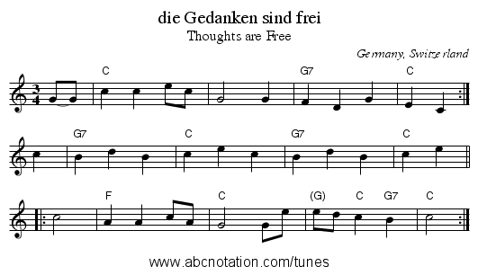 die Gedanken sind frei - staff notation