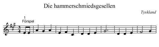 Die hammerschmiedsgesellen - staff notation