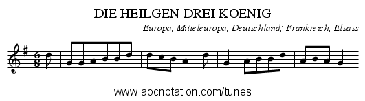 DIE HEILGEN DREI KOENIG - staff notation