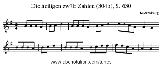 Die heiligen zw?lf Zahlen (304b), S. 630 - staff notation