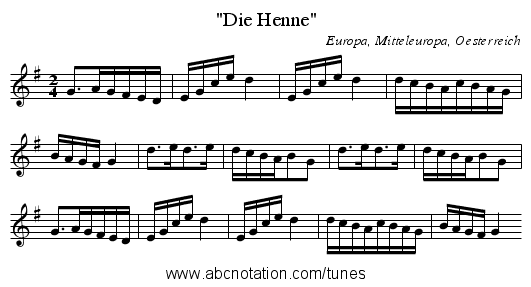 Die Henne - staff notation