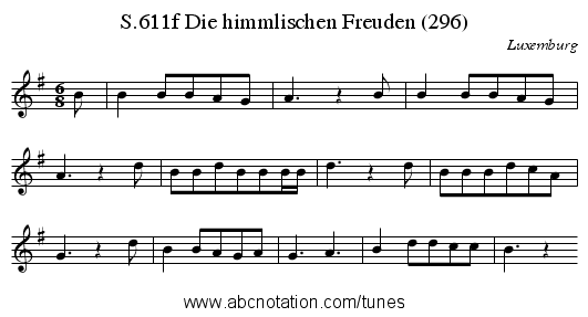 Die himmlischen Freuden (296), S.611f - staff notation