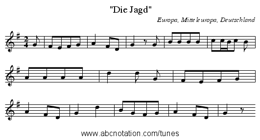 Die Jagd - staff notation