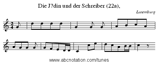 Die J?din und der Schreiber (22a), - staff notation