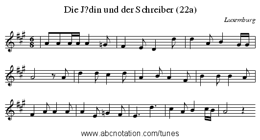 Die J?din und der Schreiber (22a) - staff notation