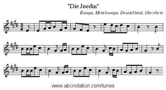 Die Juedin - staff notation