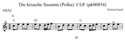 Die keusche Susanne (Polka)  CGF (pk00854) - staff notation