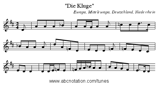 Die Kluge - staff notation