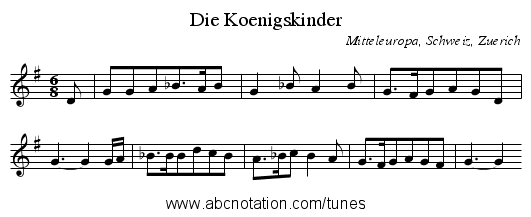 Die Koenigskinder - staff notation
