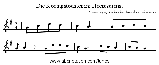 Die Koenigstochter im Heeresdienst - staff notation