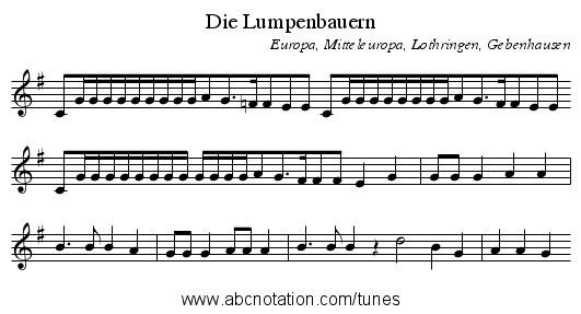 Die Lumpenbauern - staff notation