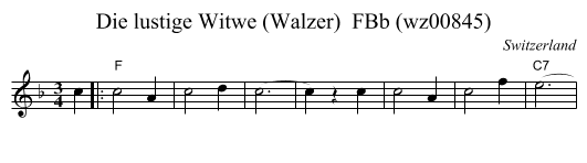 Die lustige Witwe (Walzer)  FBb (wz00845) - staff notation