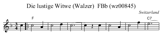 Die lustige Witwe (Walzer)  FBb (wz00845) - staff notation