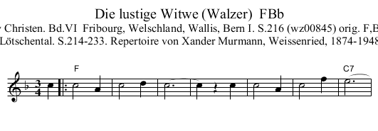 Die lustige Witwe (Walzer)  FBb - staff notation
