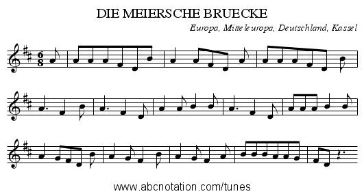 DIE MEIERSCHE BRUECKE - staff notation