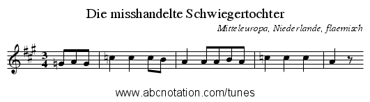 Die misshandelte Schwiegertochter - staff notation