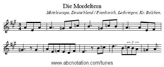 Die Mordeltern - staff notation
