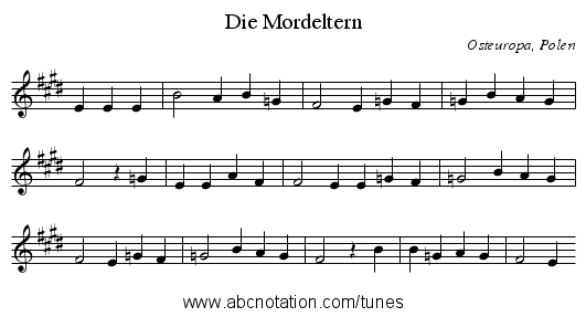 Die Mordeltern - staff notation
