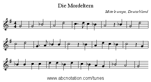 Die Mordeltern - staff notation