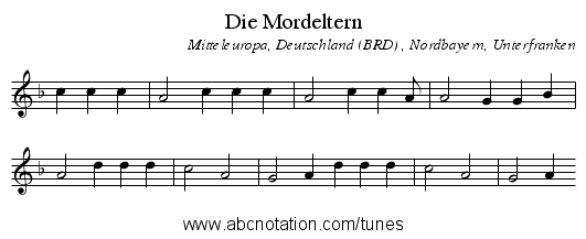 Die Mordeltern - staff notation