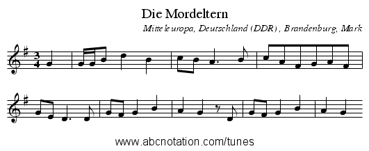 Die Mordeltern - staff notation