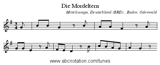 Die Mordeltern - staff notation