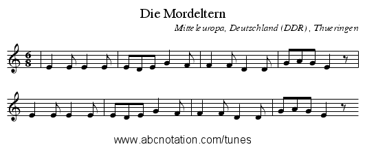 Die Mordeltern - staff notation