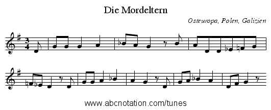 Die Mordeltern - staff notation