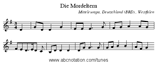 Die Mordeltern - staff notation