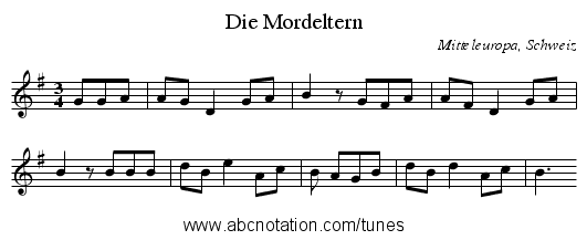 Die Mordeltern - staff notation