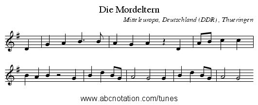 Die Mordeltern - staff notation