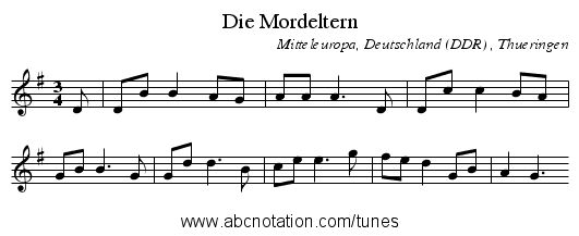 Die Mordeltern - staff notation
