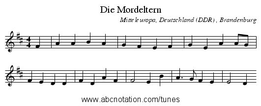 Die Mordeltern - staff notation