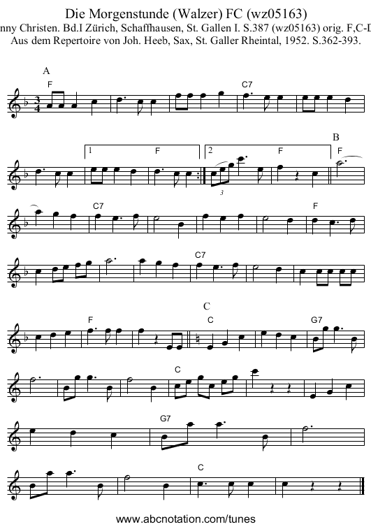 Die Morgenstunde (Walzer) FC (wz05163) - staff notation