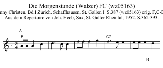Die Morgenstunde (Walzer) FC (wz05163) - staff notation