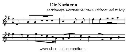 Die Naehterin - staff notation