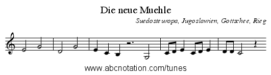 Die neue Muehle - staff notation
