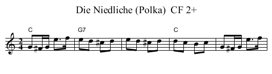 Die Niedliche (Polka)  CF 2+ - staff notation