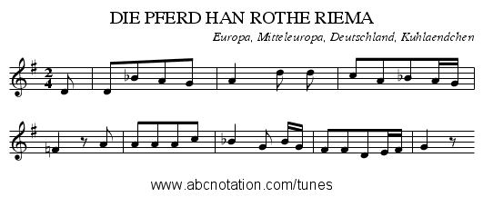 DIE PFERD HAN ROTHE RIEMA - staff notation