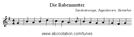Die Rabenmutter - staff notation