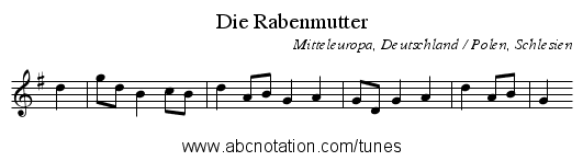 Die Rabenmutter - staff notation