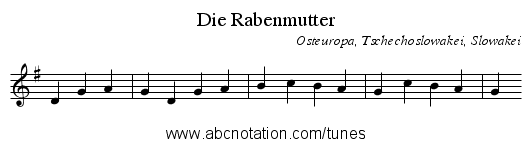 Die Rabenmutter - staff notation